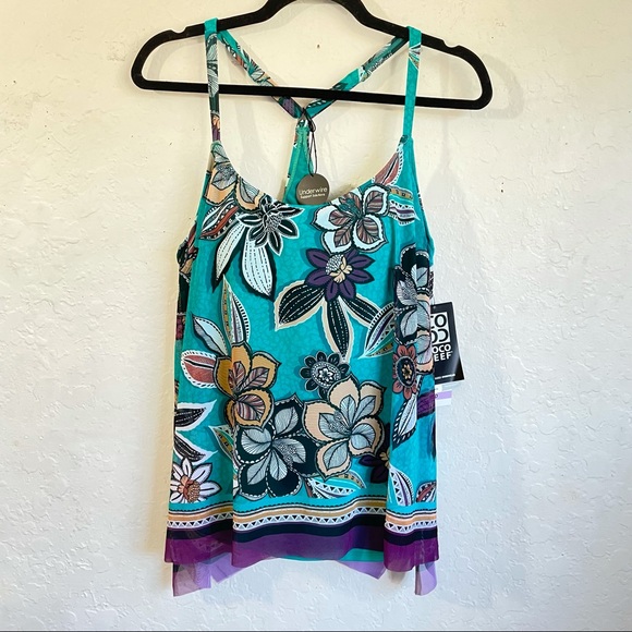 Coco Reef Safari Tropical Underwire Tankini Top - Picture 3 of 15